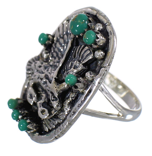 Southwest Sterling Silver And Turquoise Eagle Ring Size 4-1/2 RX80561